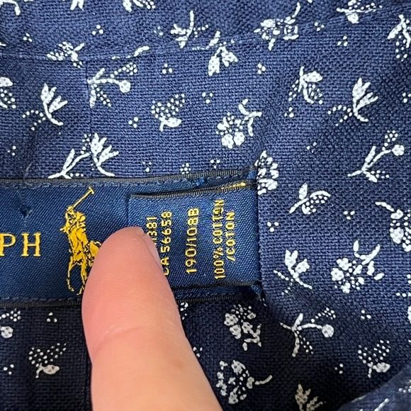 Polo Ralph Lauren Shirt Mens 2XL Blue White Flowers Floral Short Sleeve Pony - Picture 6 of 9